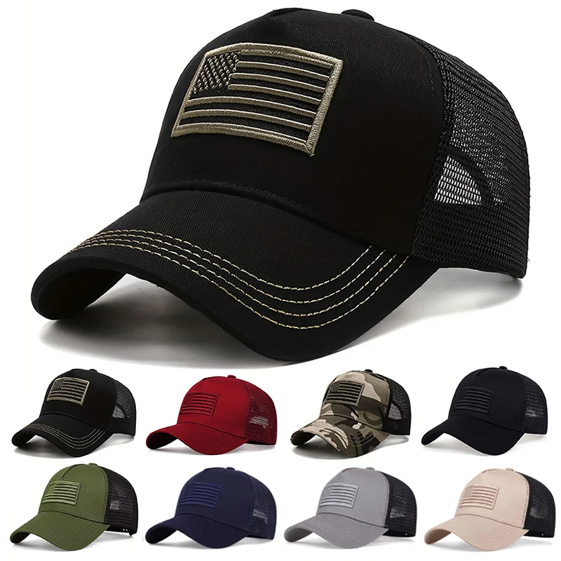 Outdoor Sport Usa - USA-Flagge Mesh-Baseballkappe Atmungsaktive Sommermütze für Männer