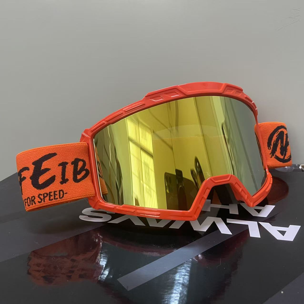 Equestrian Helmet - Neue Herren-Motorradbrille, Motocross MX-Sonnenbrille, Sicherheitsschutz-Nachtsichthelmbrille, Retro-Reitbrille