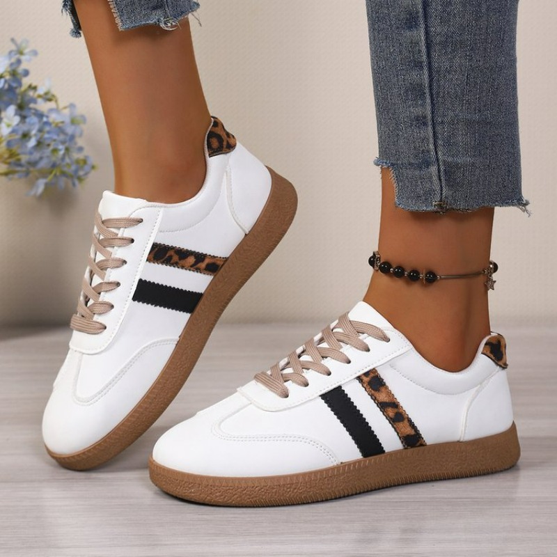 Outdoor Sports Shoes - Damen-Sneaker mit Schnürung, modisch, lässig, weiß,